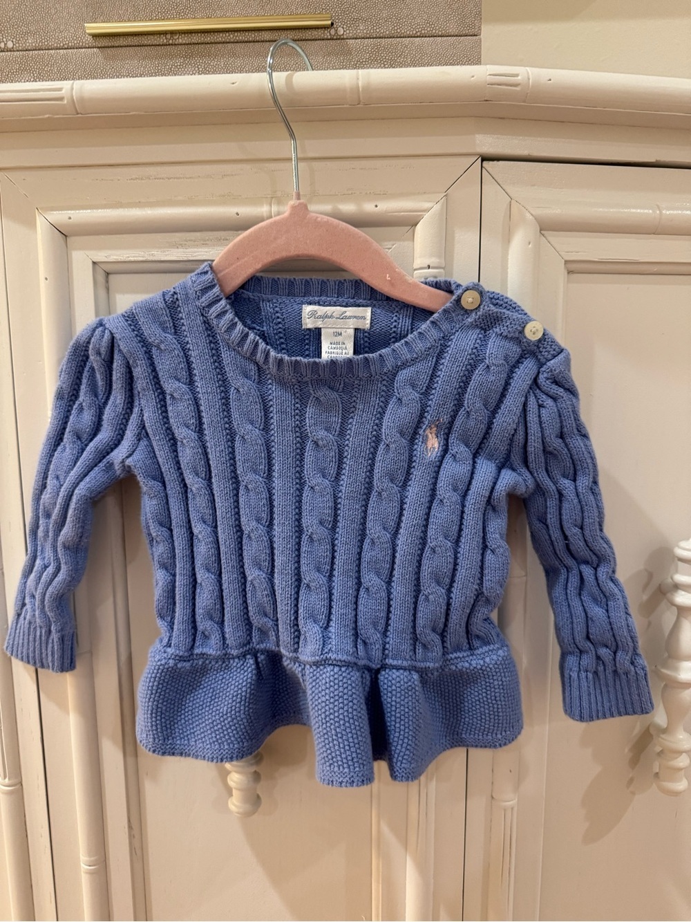 Polo by Ralph Lauren Lilac Cable-Knit Peplum Sweater